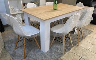 Mesa de comedor 140x80cm + 6 sillas nórdicas