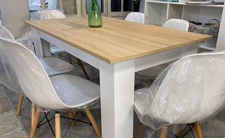 Mesa de comedor 140x80cm + 6 sillas nórdicas