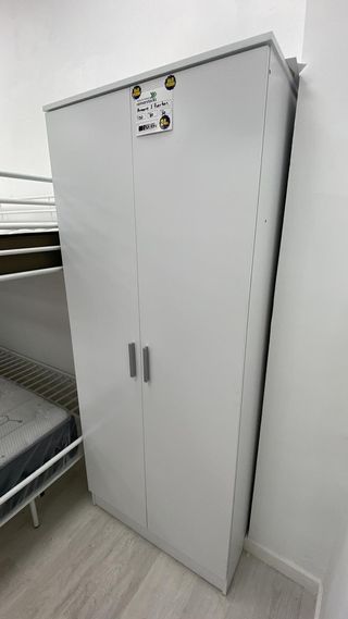 Armario básico de 2 puertas - 80 cm de ancho - Disponible en blanco o madera