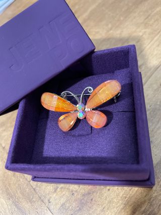 Broche Mariposa Naranja y Multicolor