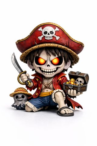 Figura Luffy Pirata Zombie 3D 12cm