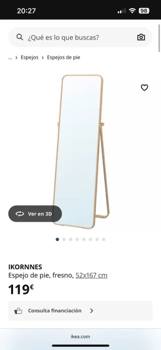 Espejo de pie madera y cristal