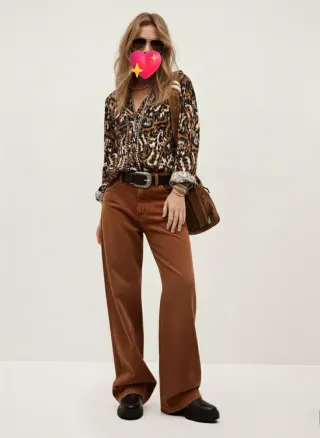 Camisa Oversized Estampado Animal Tons Terrosos