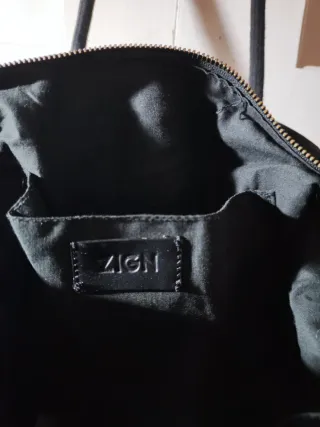 Bolso negro piel + lona