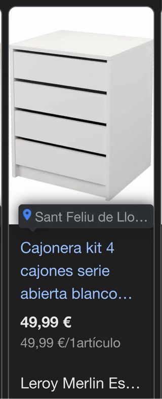 Cajonera pequeña 4 cajones blanca