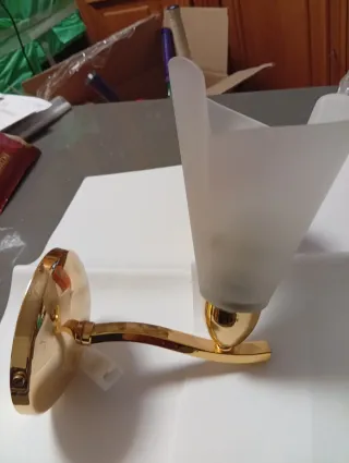 2 unidades Aplique de pared dorado y blanco