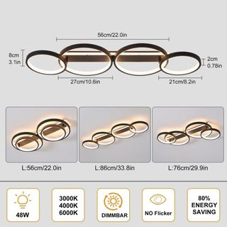 Plafoniera LED Anelli Dimmerabile con Telecomando