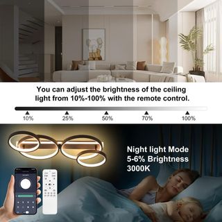 Plafoniera LED Anelli Dimmerabile con Telecomando