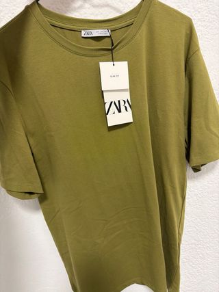 Camiseta Zara Verde Militar Talla M