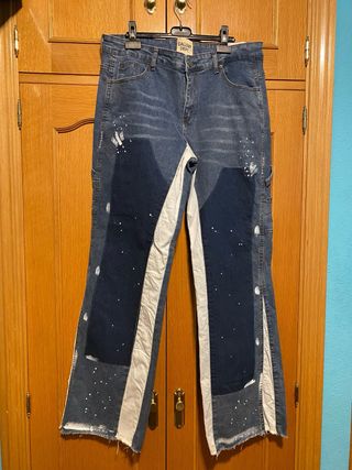 Pantalones vaqueros patchwork rotos