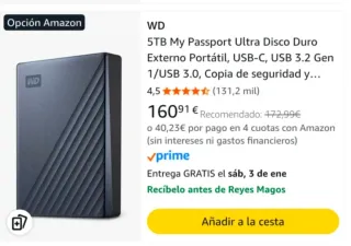 Disco Duro Externo WD 5TB My Passport