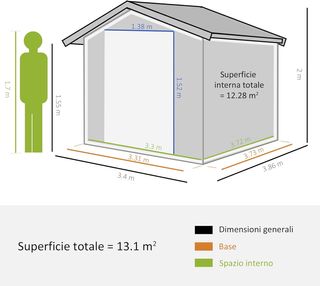Casita De Jardín 12.4M² de Acero Galvanizado Con Salidas de Aire, Cobertizo de Jardín Con Techo Inclinado, Doble Puertas Correderas Bloqueables, Cobertizo para Herramientas, 340X386X200 Cm, Gris