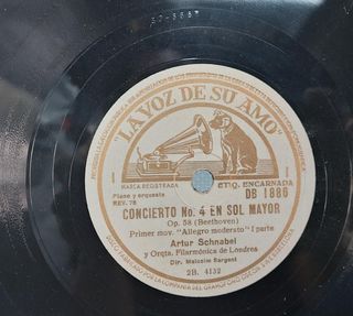 4 Discos de Pizarra La Voz de su Amo. Concierto nº4 en Sol Mayor _ Beethoven. Artur Schnabel