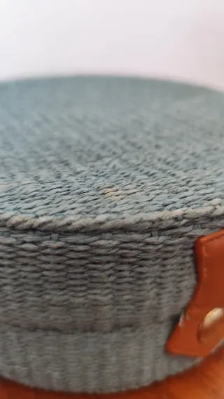 Bolso redondo vintage ratán azul