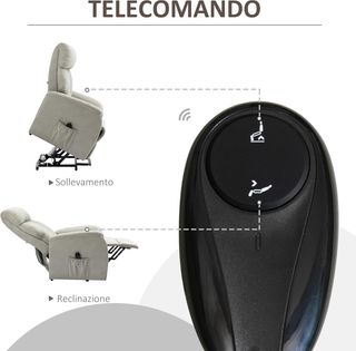 Sillón Elevador Reclinable 150° Max Con Mando A Distancia Y Reposapiés, 75X93X110 Cm, Gris