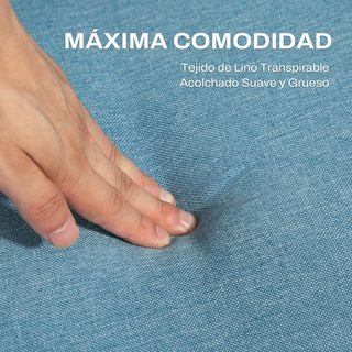 Sofá Cama de 2 Plazas, Moderno, Sofá Cama Plegable, Tapizado en Lino Sintético, Con Respaldo Regulable en 3 Niveles y Brazos Removibles para Sala de Estar Oficina 173 X 75 X 73 Cm, Azul