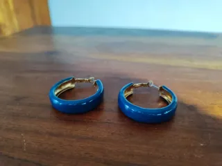 Pendientes Aro Azul y Dorado