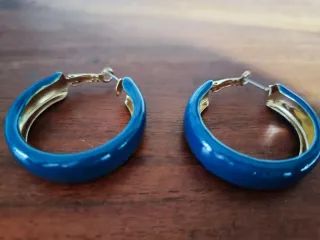 Pendientes Aro Azul y Dorado