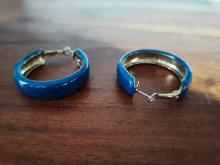Pendientes Aro Azul y Dorado