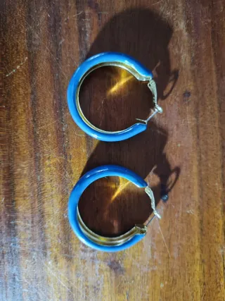 Pendientes Aro Azul y Dorado