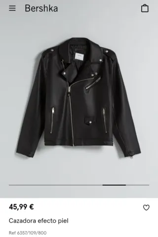 Cazadora negra polipiel Bershka Talla L