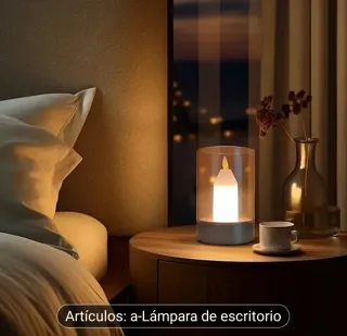 Lámpara Escritorio Vela Cristal Metal