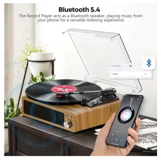 Tocadiscos Vinilo Vintage Bluetooth 3 Velocidades