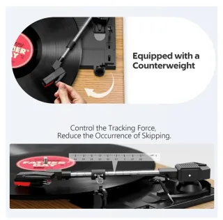 Tocadiscos Vinilo Vintage Bluetooth 3 Velocidades