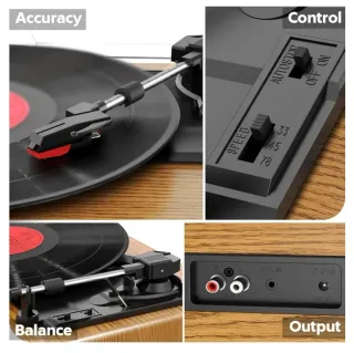 Tocadiscos Vinilo Vintage Bluetooth 3 Velocidades