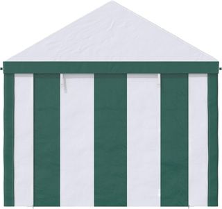 Toldo de Jardín para Fiestas de Acero, PE y PVC, Gazebo 3X4 M para 12 Personas con Doble Entrada, Estacas y Cuerdas Incluidas, Blanco y Verde