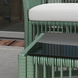 Conjunto de Jardín de Rattan 4 Piezas, Conjunto de Exterior con 2 Sillones de Exterior, Sofá de Jardín y Mesa de Jardín, Verde y Negro