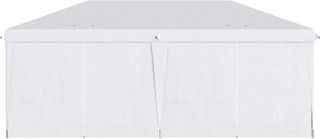 Gazebo Plegable 6X3 M Pop up Con 4 Ventanas Y Paneles Laterales, 2 Puertas Y Bolsa De Transporte, Gazebo De Exterior Con 12 Orificios De Drenaje En Metal Y Oxford, Para Jardín, Fiestas, Blanco