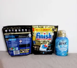 2 Paquetes Finish Quantum + Suavizante Lenor