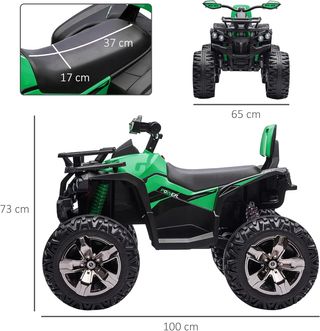 Quad Eléctrico para Niños 3-5 Años 3-8Km/H, Coche Eléctrico para Niños Con Batería 10AH, Música, MP3, USB, Tarjeta TF, Faros y Pedal, en PP y Metal, 100X65X73 Cm, Verde