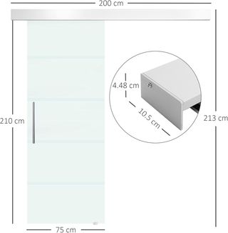 Puerta Corredera de Vidrio a Rayas con Carril de Aluminio, 75 X 210Cm