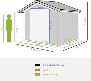 Cobertizo De Jardín 2.6M² en Acero Galvanizado, Caseta Para Herramientas De Jardín Con 4 Salidas De Aire Y Doble Puerta Corredera, 195.5X153X188Cm, Negro