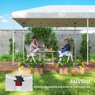 Gazebo Plegable 6X3 Pop up Con 6 Mosquiteras Extraíbles, Altura Ajustable Y Bolsa De Transporte, Gazebo De Exterior En Acero Y Tela Oxford, Para Jardín, Fiestas, Camping, Crema