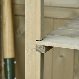 Caseta de Herramientas de Jardín de Madera de Abeto y Pino con 4 Compartimentos, Armario de Exterior para Herramientas de Jardín con Techo Impermeable, 87X46.5X160Cm, Gris