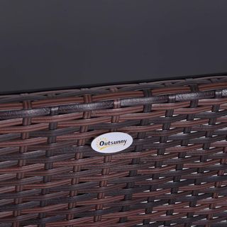 Conjunto de 2 Piezas de Muebles de Jardín en Rattan Ahorra Espacio con 1 Mesa 66X50X73 Cm y 2 Sillas 44X51X69.5 Cm con Cojines, Marrón y Beige