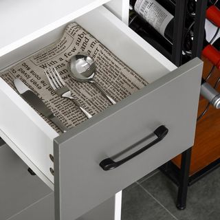 Credenza Alta De Cocina Con Diseño Moderno, Mueble Buffet De Madera Blanca Y Gris, 60X40X160Cm