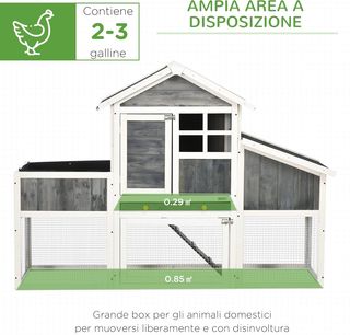 Gallinero Prefabricado de Madera con Área Abierta, Gallinero para Gallinas de Exterior, Caseta para Gallinas y Nido para la Incubación, Jardín y Techo de Asfalto, Gris