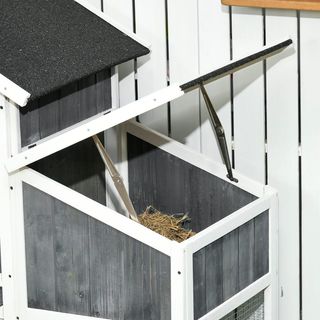 Gallinero Prefabricado de Madera con Área Abierta, Gallinero para Gallinas de Exterior, Caseta para Gallinas y Nido para la Incubación, Jardín y Techo de Asfalto, Gris