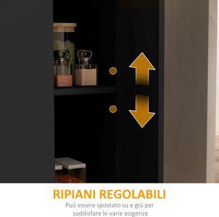 Isla de Cocina Con 2 Estantes Abiertos Y 2 Armarios Con Puertas, Mueble De Cocina en MDF, 105X60X82 Cm, Color Roble Y Negro