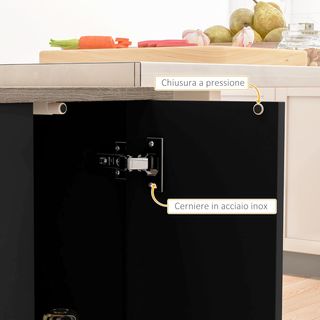 Isla de Cocina Con 2 Estantes Abiertos Y 2 Armarios Con Puertas, Mueble De Cocina en MDF, 105X60X82 Cm, Color Roble Y Negro