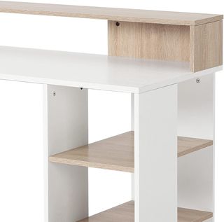 – Escritorio Moderno para Computadora con Estantes de Madera MDF 137 X 55 X 92Cm