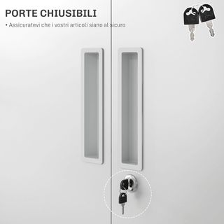 Armario de Oficina de 5 Niveles Con 4 Estantes Regulables, Armario de Metal para Documentos Con 2 Puertas, Cerradura Y 2 Llaves, 80X40X180 Cm, Blanco