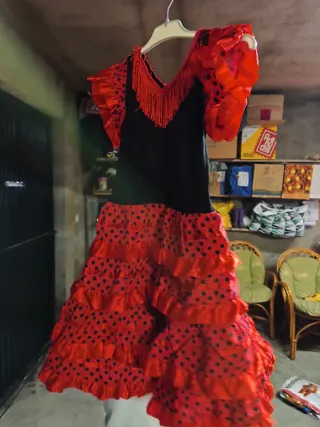 Disfraz Flamenca Rojo Lunares Negro 5 años