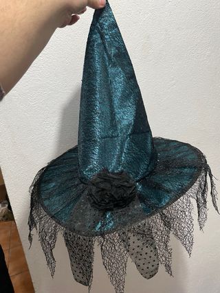 Gorro de Bruja Adulto Negro/Verde Azulado