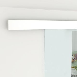 Puerta Corredera de Vidrio Transparente con Riel y Manija de Aluminio para Baño Cocina Estudio 210X75X0.8Cm