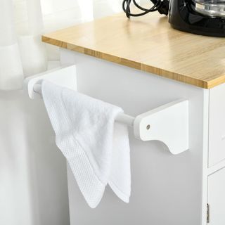 Carro De Cocina Multiusos Con 2 Cajones, 3 Puertas Y 4 Ruedas, De Madera Y MDF, 121X46X91Cm, Blanco